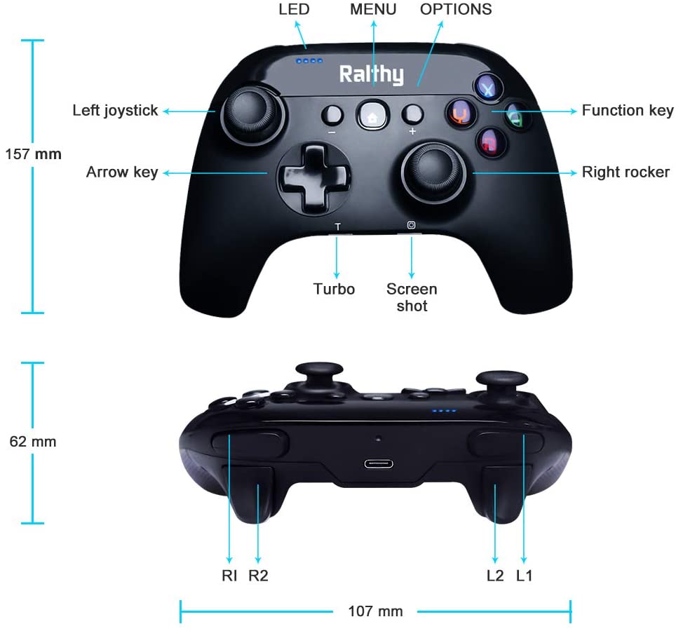 Ralthy Wireless Pro Controller for Nintendo Switch/Switch Lite Remote Joypad Gamepad Support Turbo, Dual Shock and Gyro Axis[New Version]
