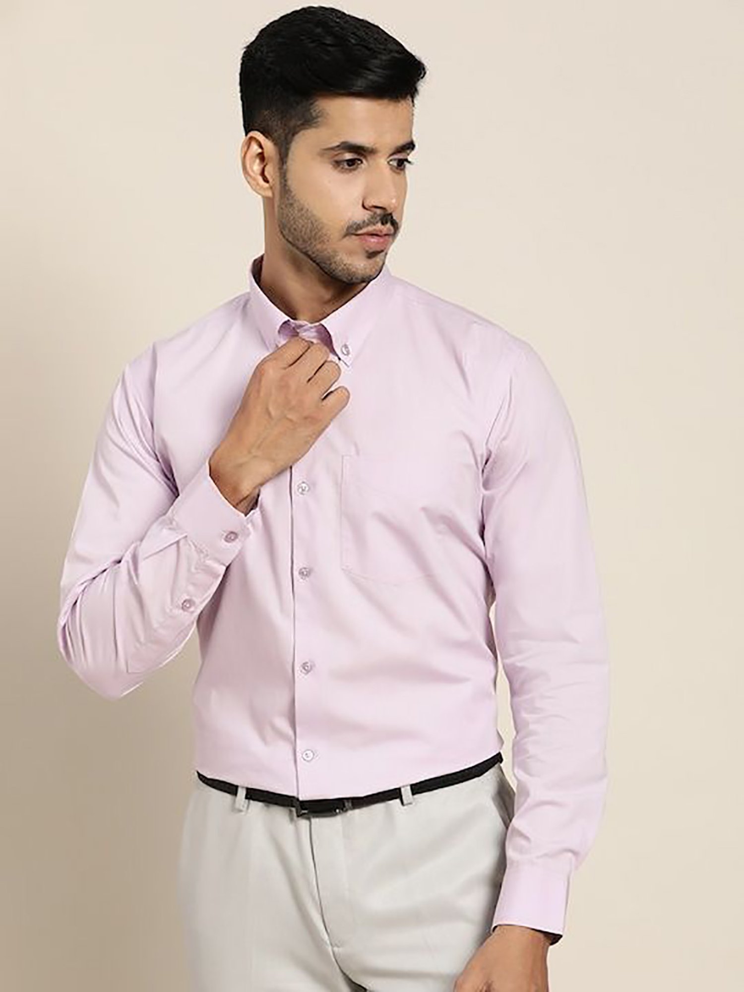 Hancock Purple Slim Fit Solid Shirts