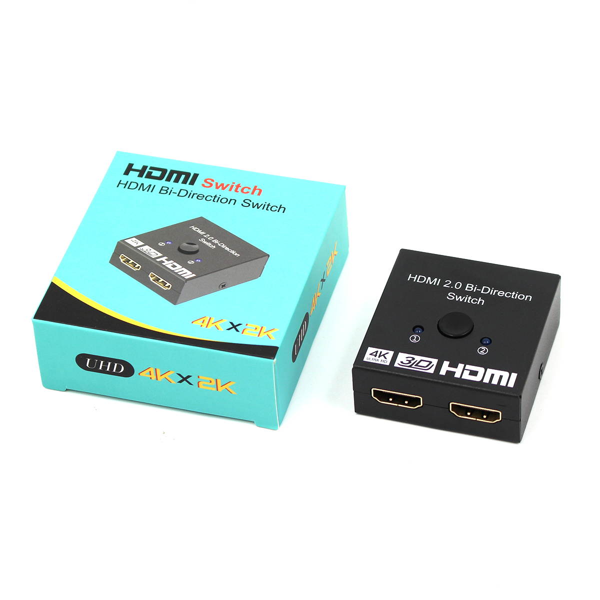 HDMI Switch 4K HDMI Splitter Bi-Directional HDMI Switcher 2 Input 1 Output, HDMI Switch Splitter 2 x 1/1 x 2. No External Power Required, Support 4K 3D HD 1080P for Xbox PS4 Roku HDTV