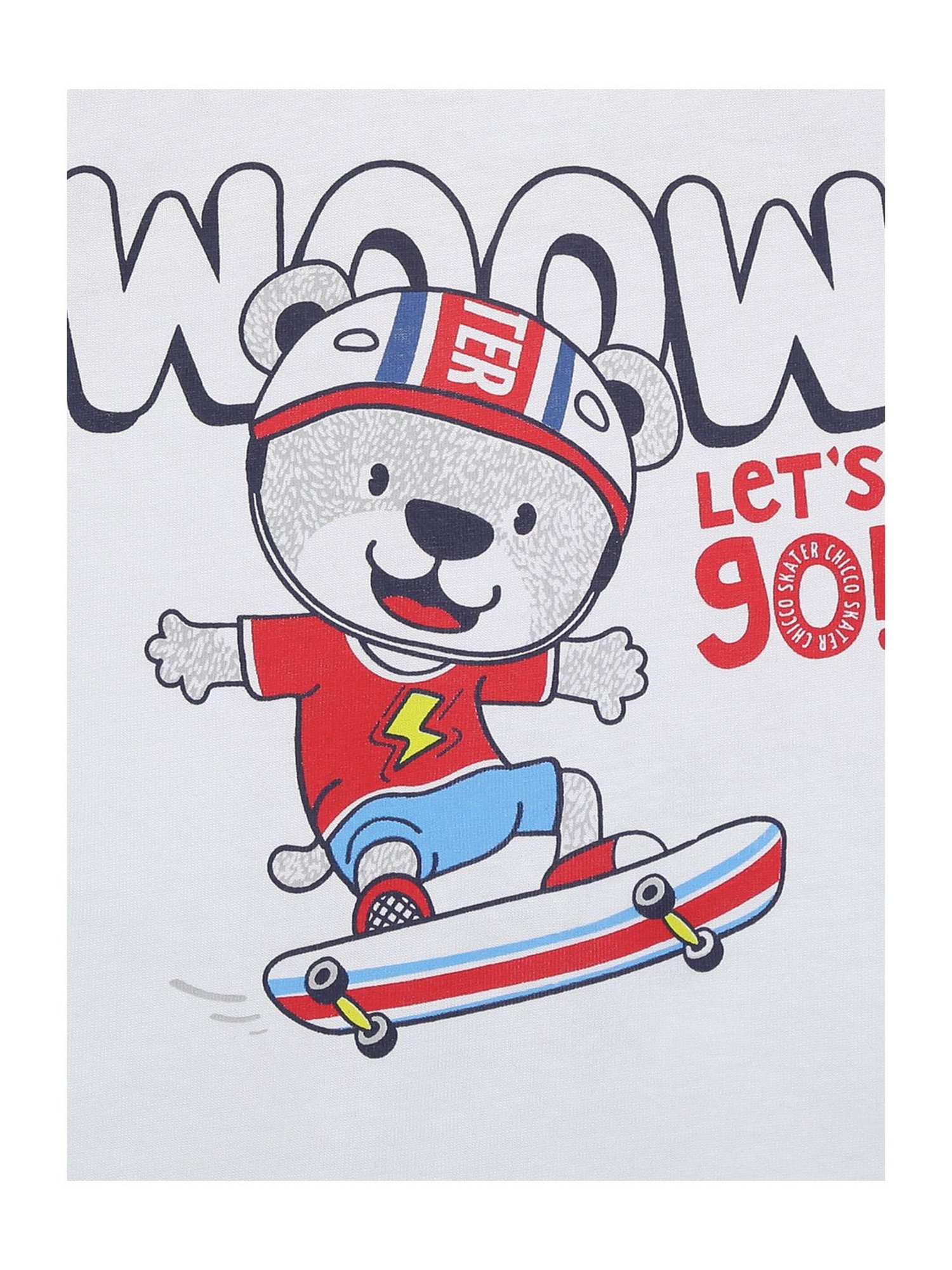 Chicco Kids White & Light Grey Printed T-Shirt with Shorts