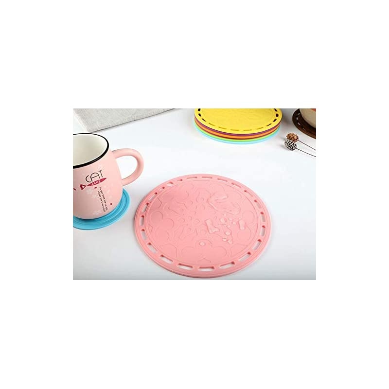 Plus Big Round Silicone Trivets Mats for Hot Dishes and Hot Pots, Hot Pads for Countertops, Tables, Pot Holders, Spoon Rest Place Mats Set of 3 Color Pink