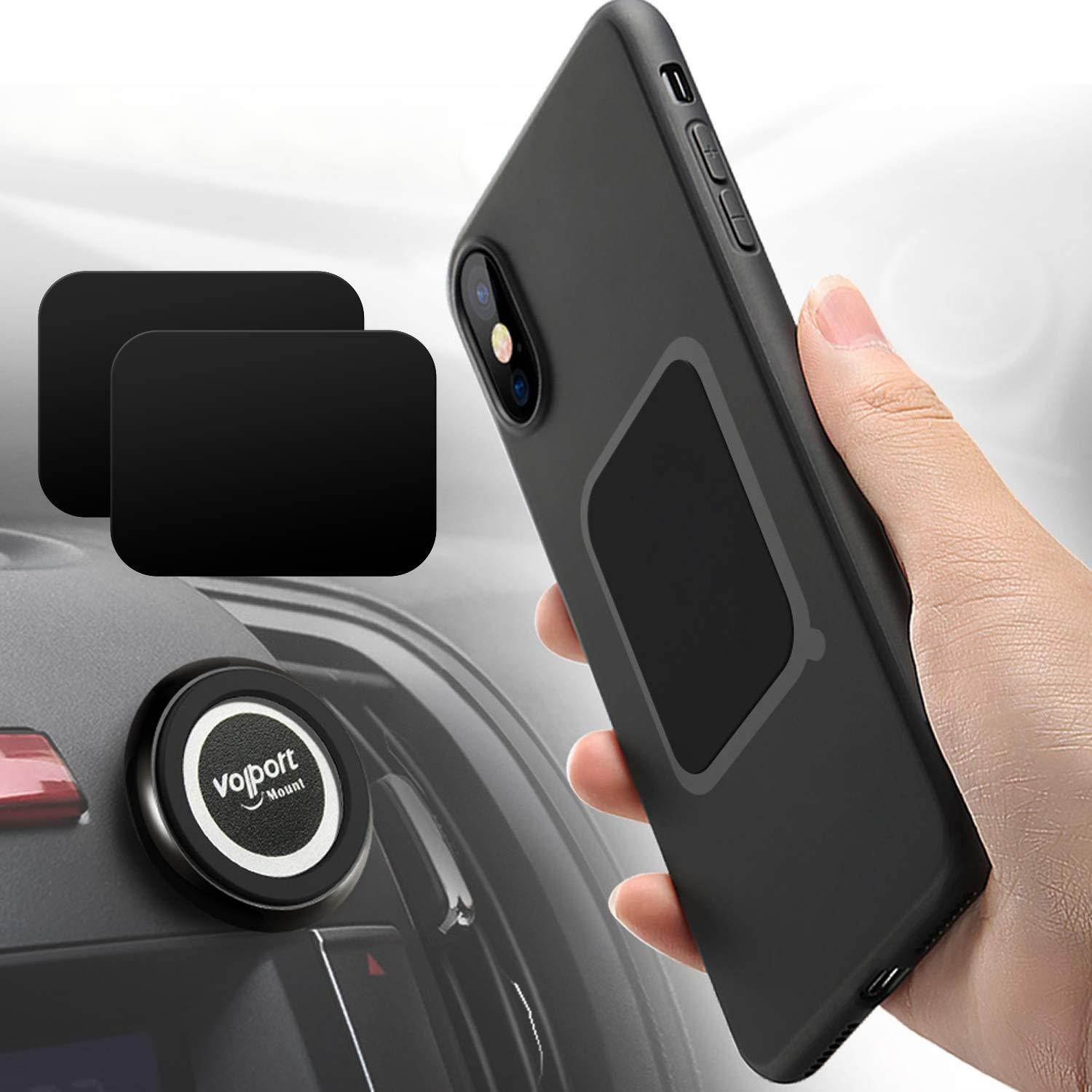 VOLPORT Car Mount, 2 Pack Universal Magnetic Air Vent in Car Cradle with MagicPlates for PopSockets Cell Phone Magnet Holder for Apple iPhone Xr Xs Max iPod Samsung Galaxy LG Moto Mini Tablets