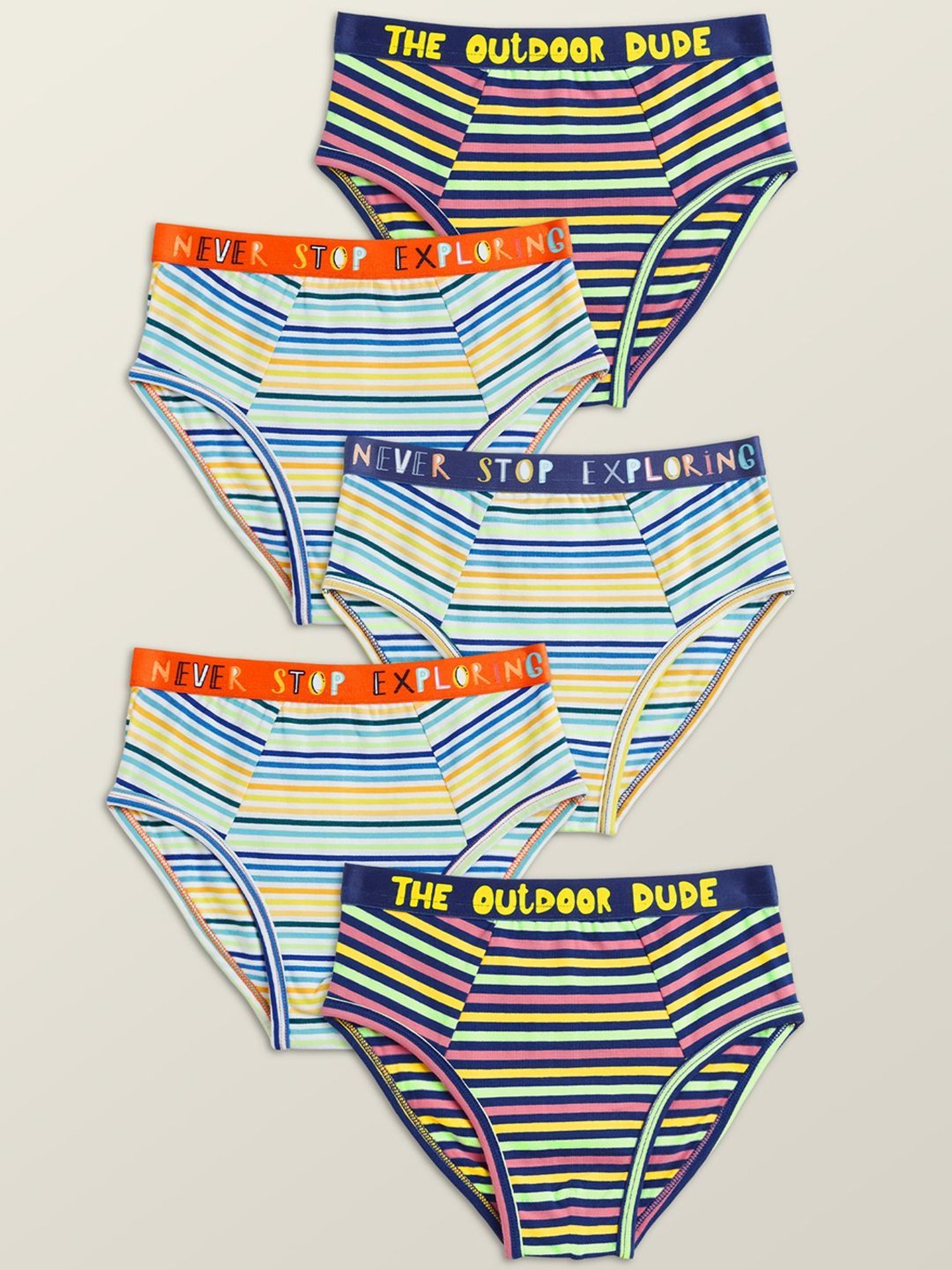 XY Life Kids Yellow & Blue Striped Breifs (Pack of 5)