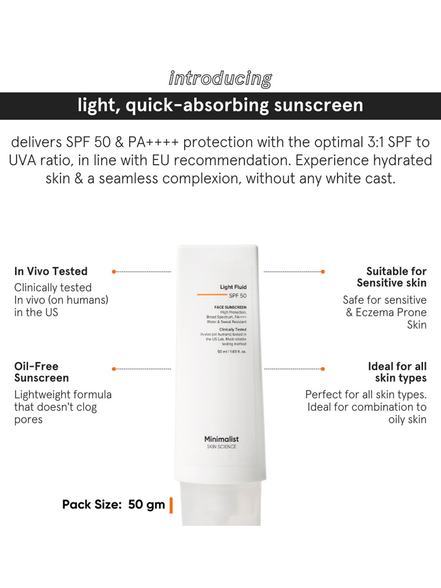 Minimalist Light Fluid SPF 50 Face Sunscreen - 50 ml