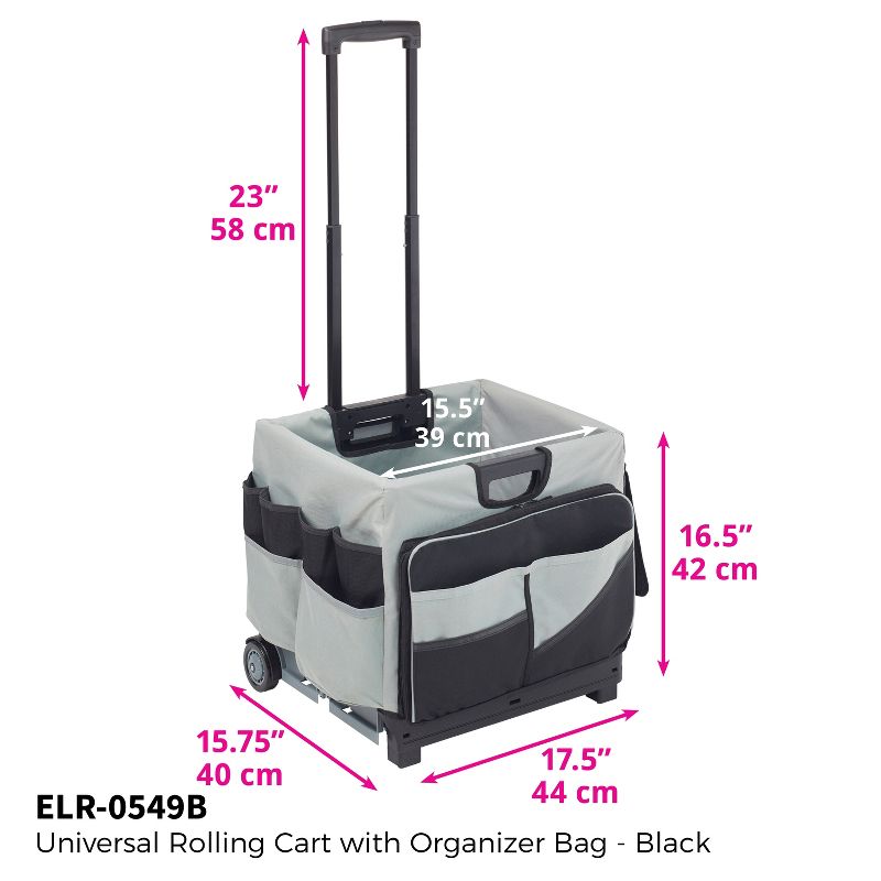 ECR4Kids Universal Rolling Cart and Organizer Bag - Black - Mobile Storage