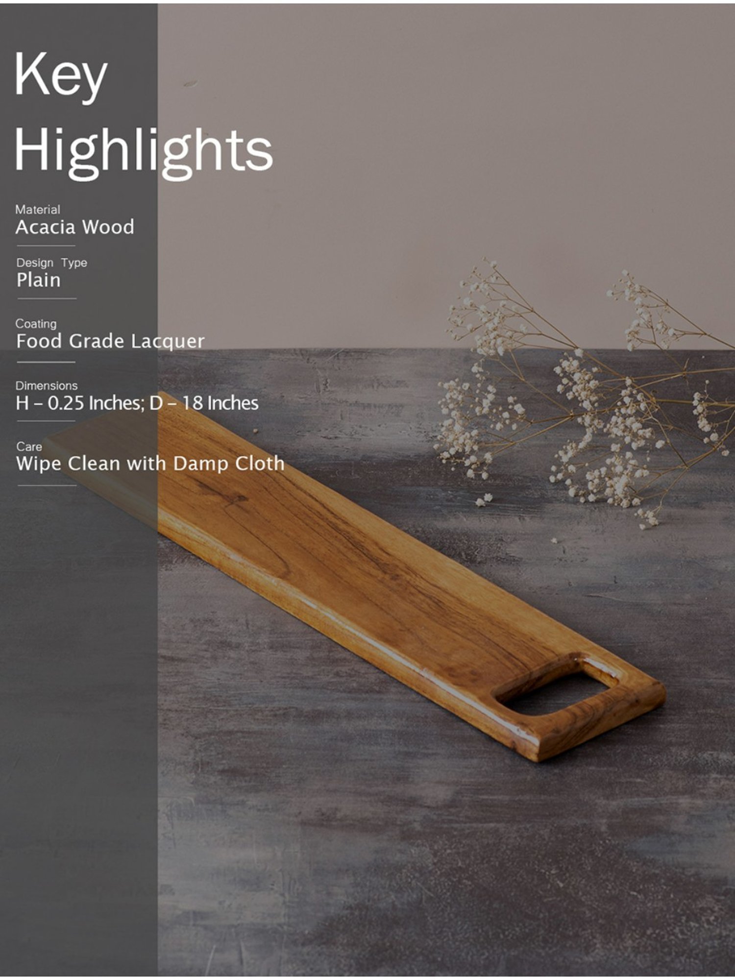 Nestroots Wooden Serving Platter for appetizers Snack Platter with Handle Rectangular Cheese Board