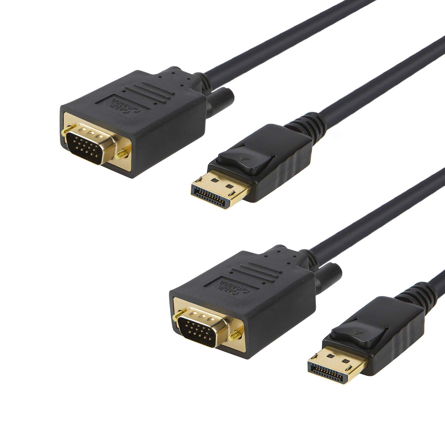 DP to VGA Cable 6ft, [2-Pack] CableCreation DisplayPort to VGA Cable Gold Plated, DP Male to VGA Male Cable, Black