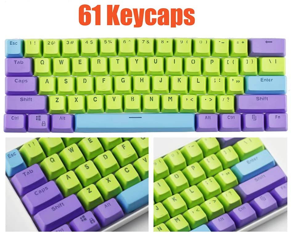 CUUWE 61 PBT Keycaps for 60 Percent Keyboard, Backlit Keycap Set for Mechanical Gaming Keyboard OEM Profile Keycaps with Key Puller for Cherry MX Switches GH60/RK61/GK61/Annie pro 2