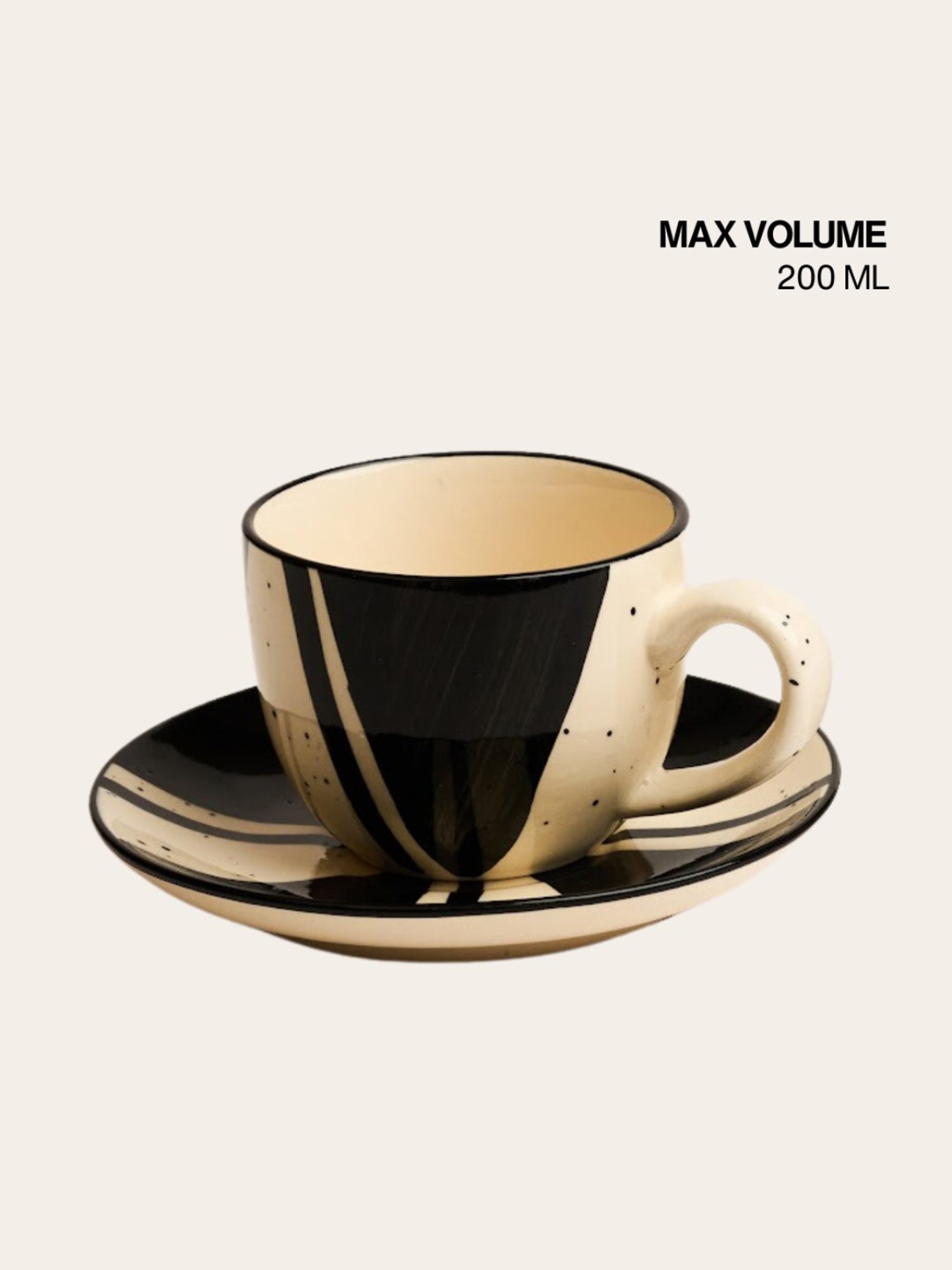 BlackCarrot Black & White Cup & Saucer Set of 2