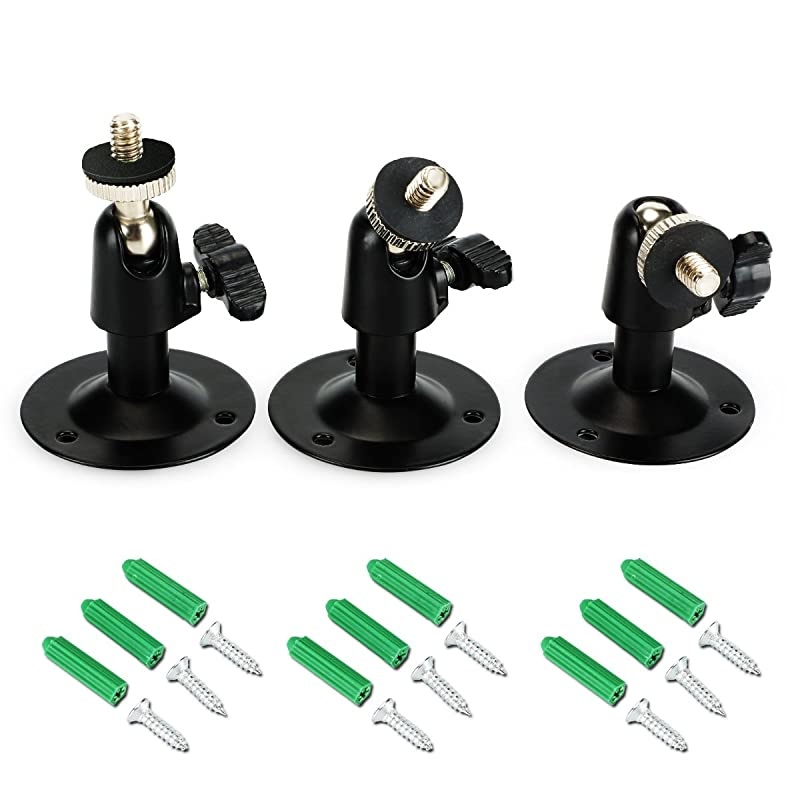 Security Wall Mount for Oculus Sensor Arlo Arlo Pro Metal Security Camera Bracket Outdoor Indoor Oculus Rift Mount Bracket 360&deg; Rotation 14 Screw Camera Wall Mounts CCD CCTV 3 PackBlack