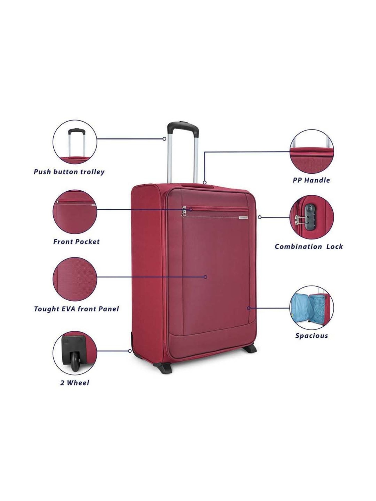 Skybags Salsa Red Solid Hard Medium Trolley Bag - 46 cm