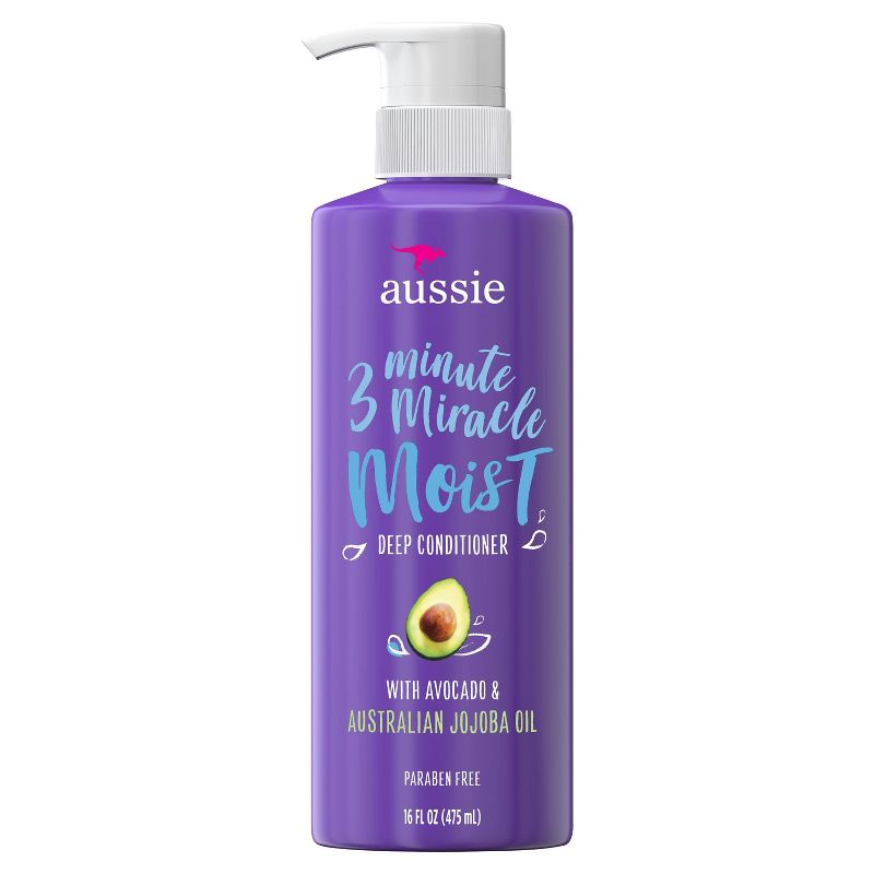 Aussie Miracle Moist with Avocado & Jojoba Oil, Paraben Free 3 Minute Miracle Conditioner - 16.0 fl oz