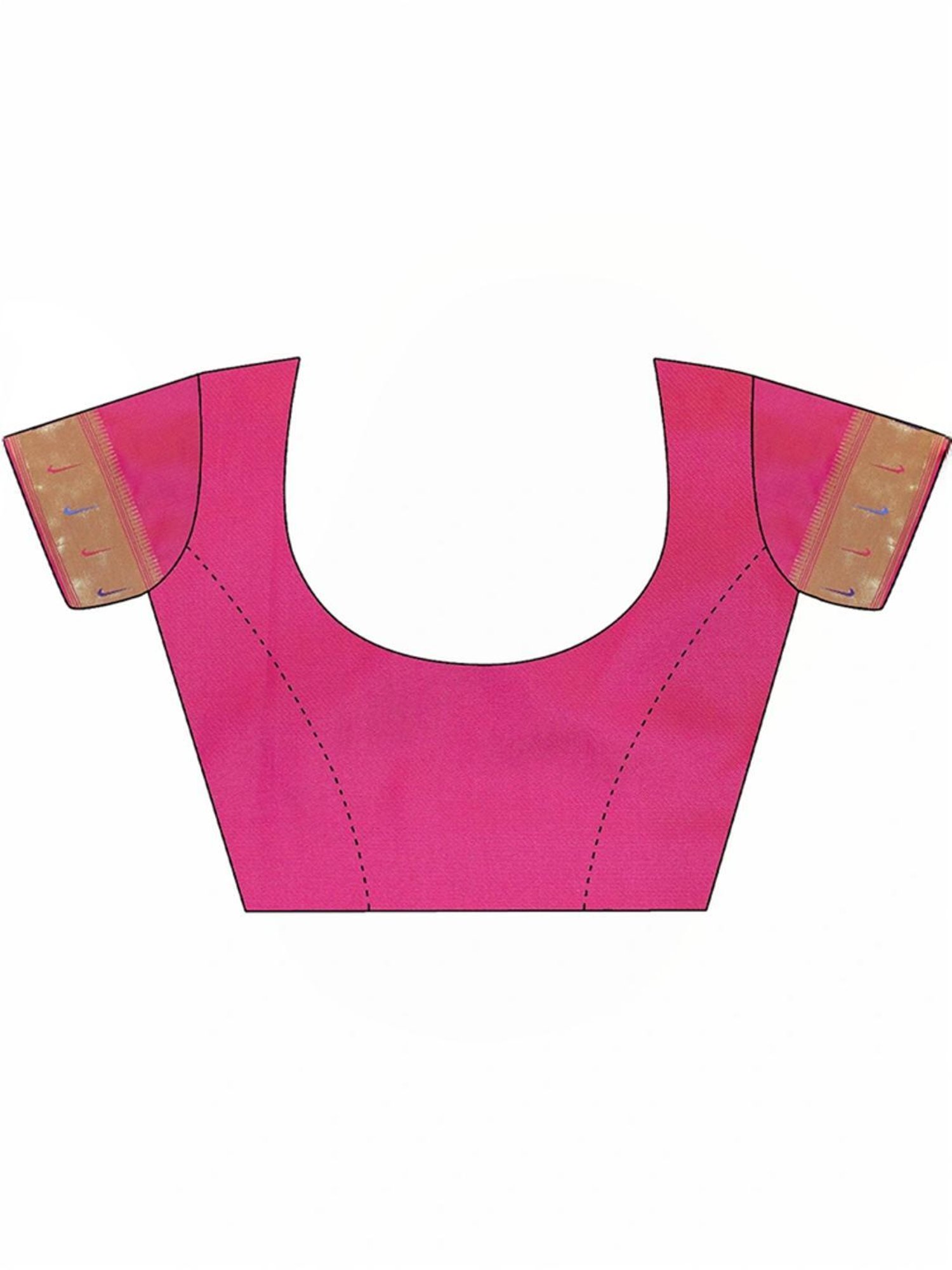 Satrani Green & Pink Woven Saree With Unstitched Blouse