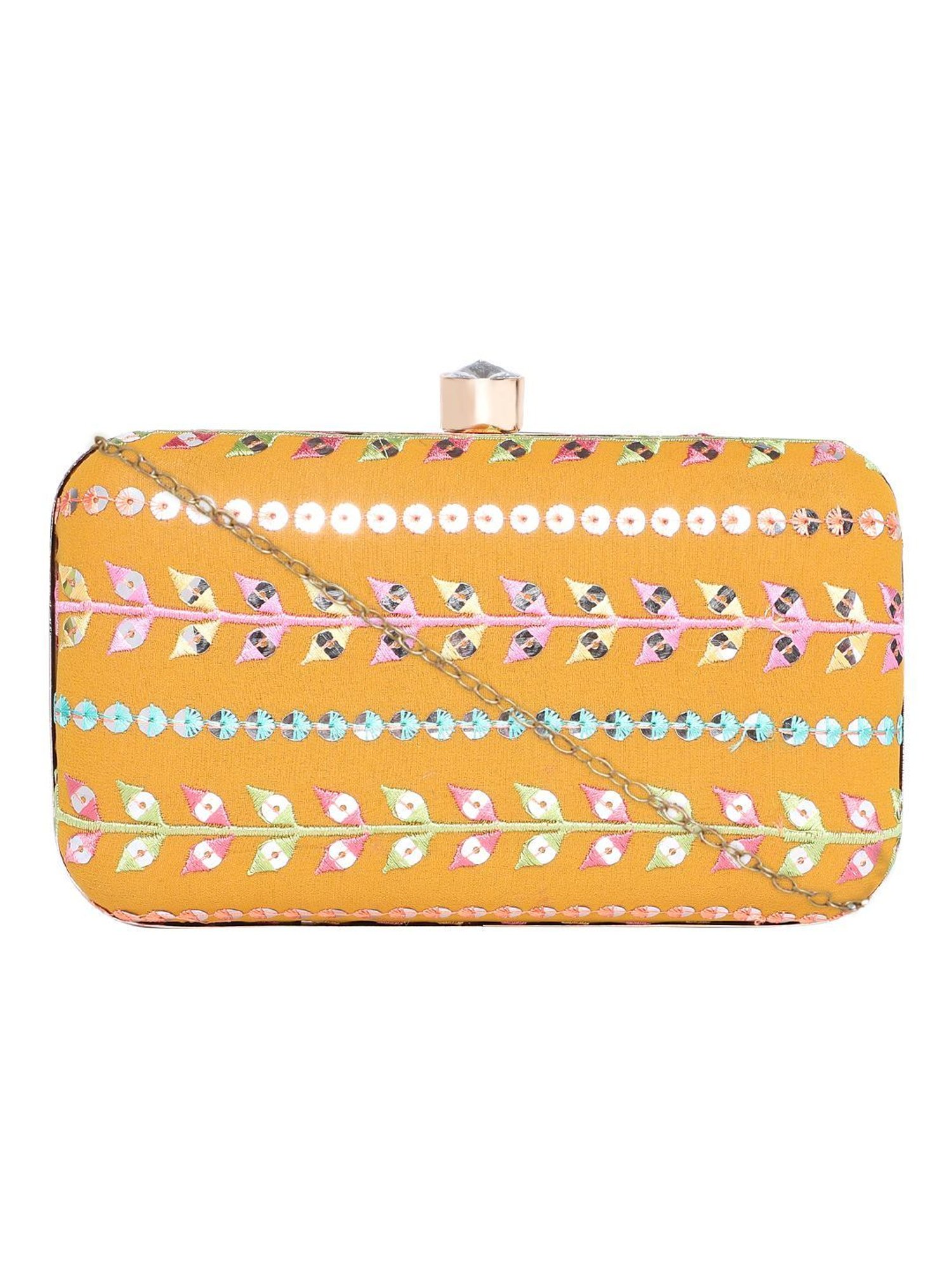 Horra Orange Embellished Clutch