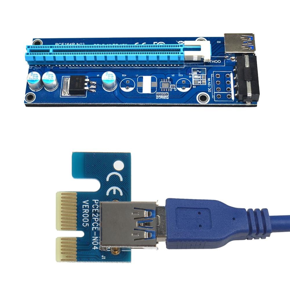 PCI-E PCI Express Riser Card Adapter 1x to 16x USB 3.0 Data Cable SATA 15Pin to 4Pin Power Cable for BTC Miner Machine 30/60cm
