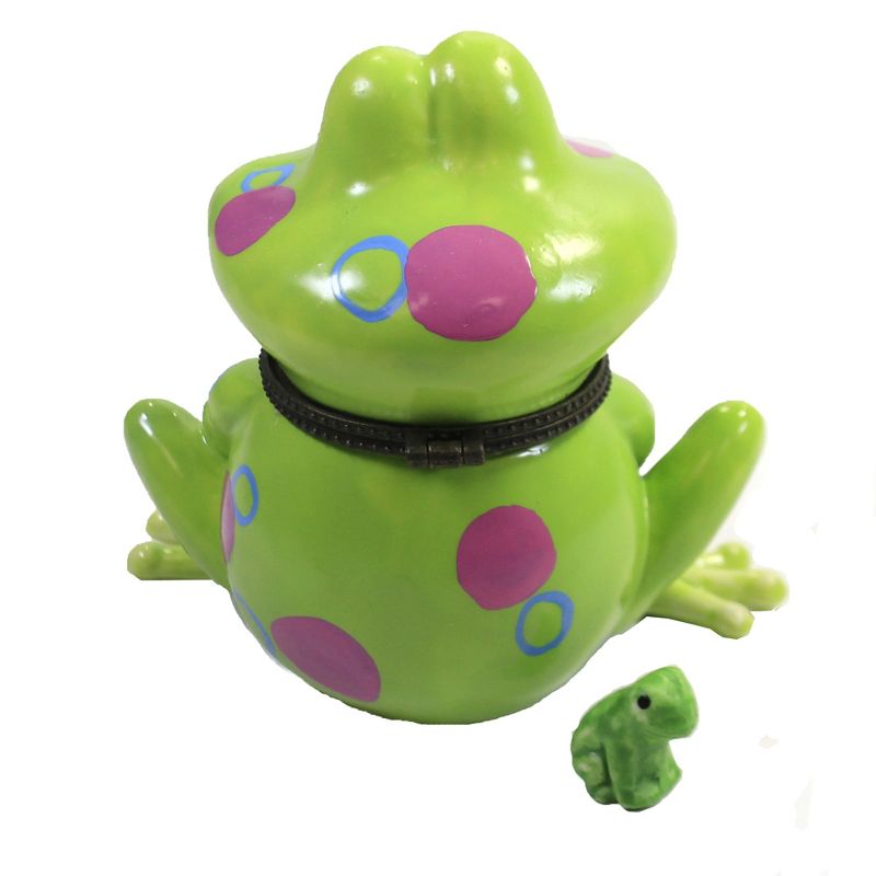 Hinged Trinket Box 3.75" Big Frog With Circles Hinge Box Water Toad  -  Decorative Figurines