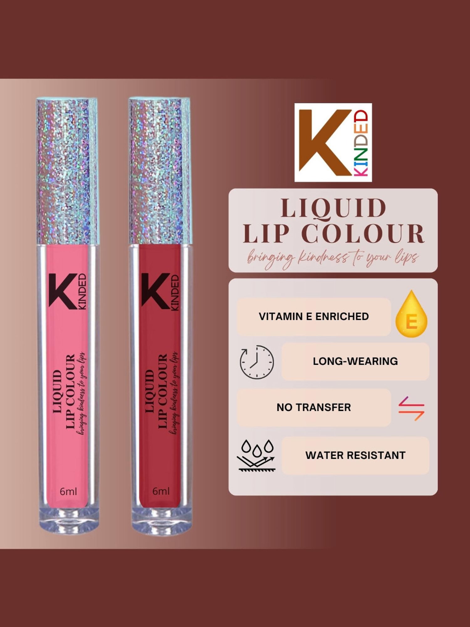 KINDED Liquid Lip Colour 01 Barbie Pink & 09 More Maroon Combo