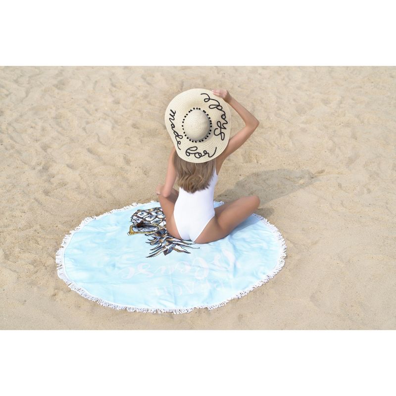 Shiraleah "Let's Flamingle" Round Beach Towel with Bag, Multi