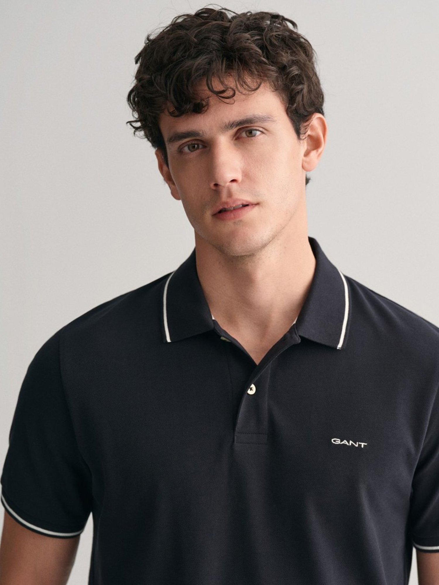 Gant Black Cotton Regular Fit Polo T-Shirt