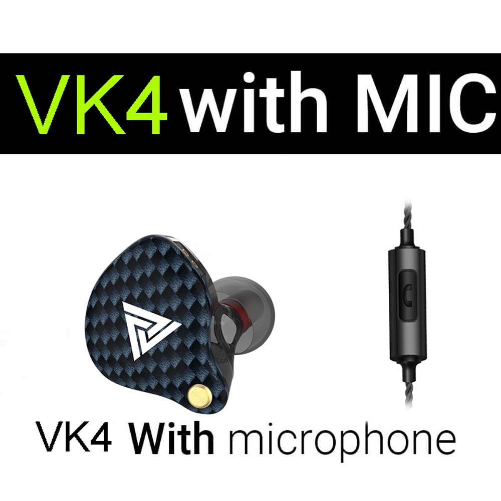 QKZ VK4 3.5mm Wired Headphones In-ear Sports Headset Moving Coil Music Earphones In-line Control with Mic Detachable Replaced Cable