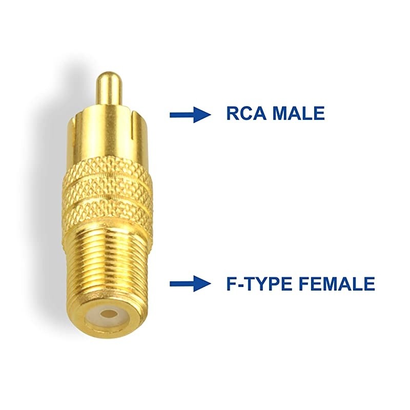 FType Female to RCA Male Coaxial Cable Audio Adapter Gold Plated Connector 2Pack