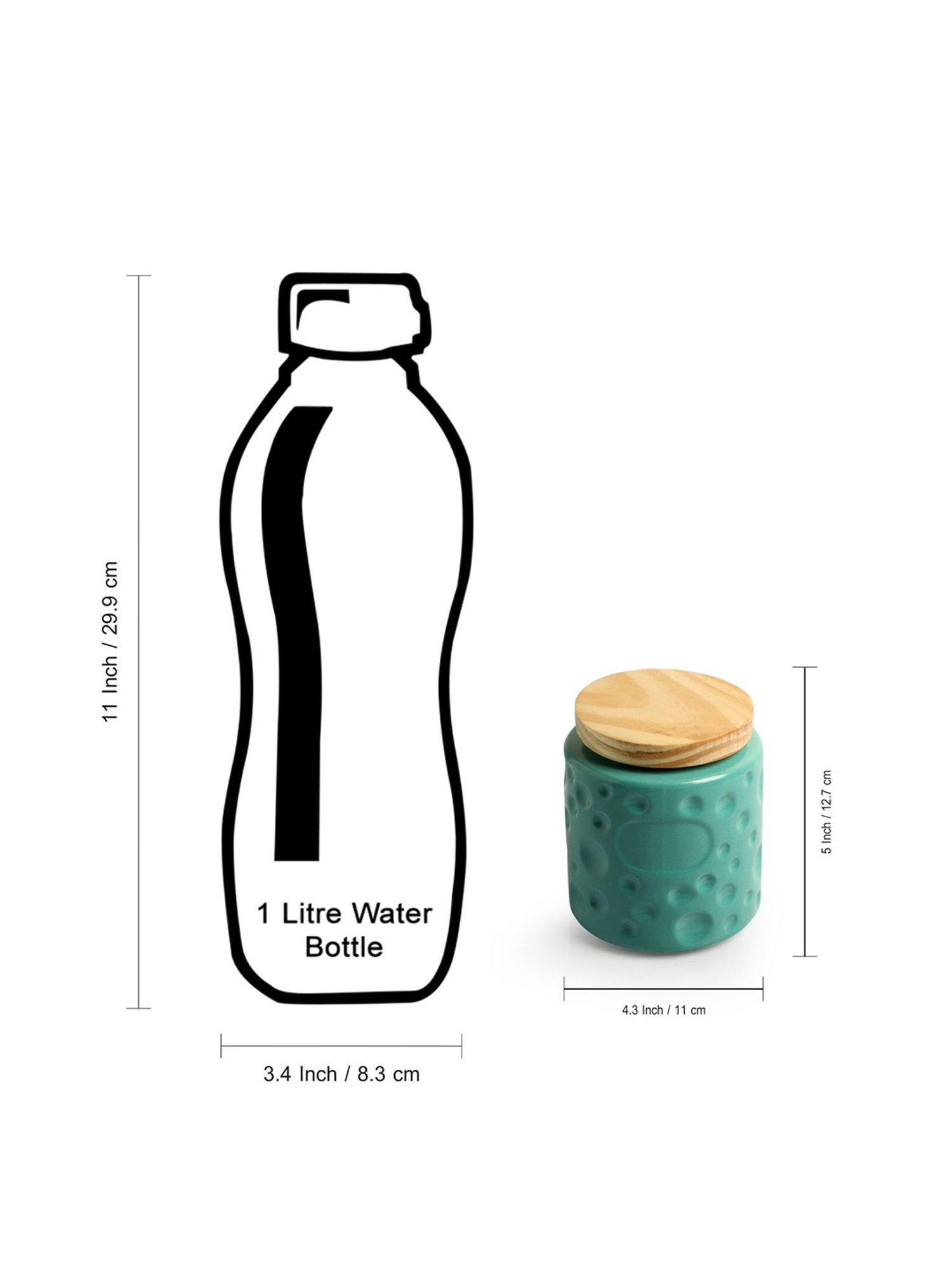 ExclusiveLane Vibrant Green Ceramic Jars & Containers - Set of 2, 720 ML