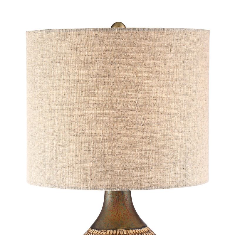 360 Lighting Emma Brown Ceramic Mid-Century Table Lamp with Table Top Dimmer