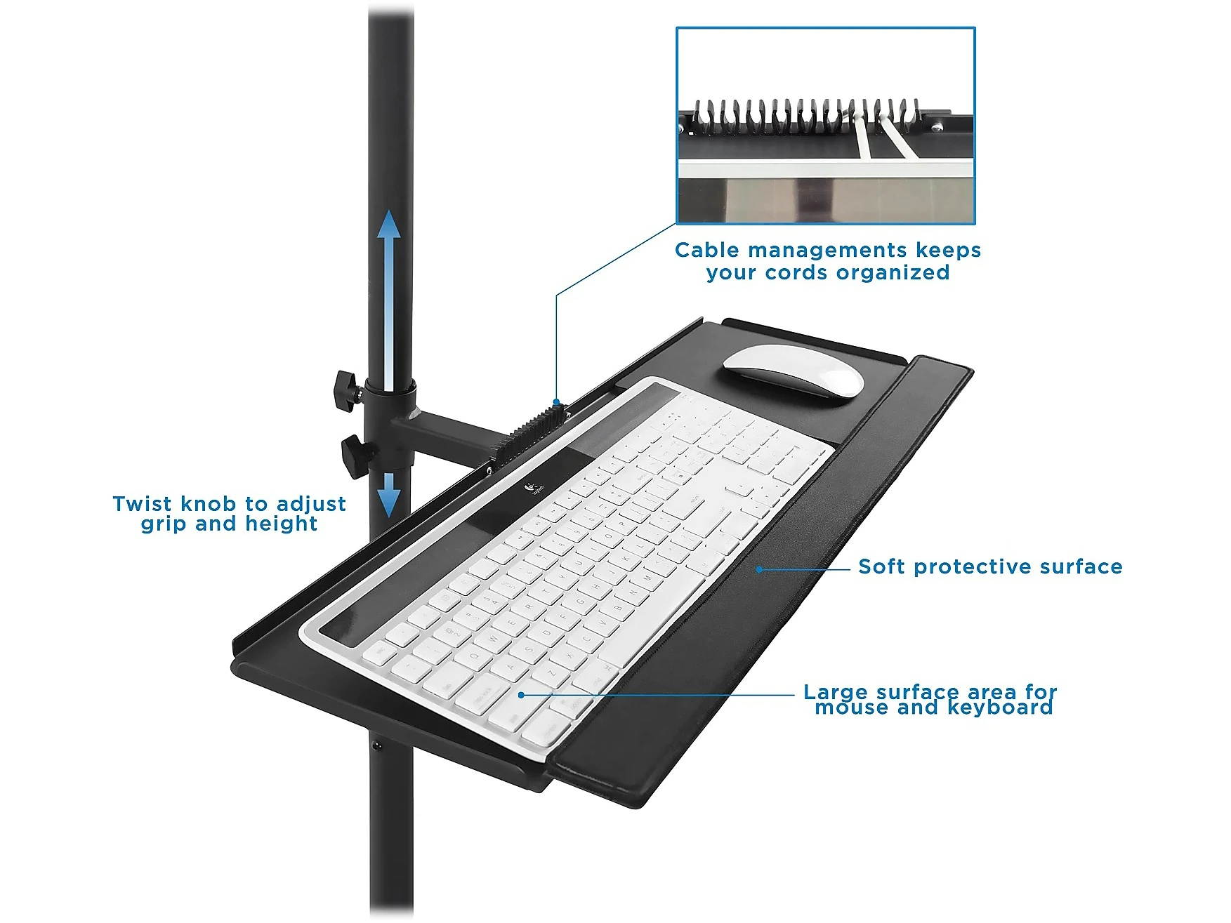 Mount-It! Rolling Computer Cart | Mobile Workstation with Tray Monitor Mount and CPU Holder