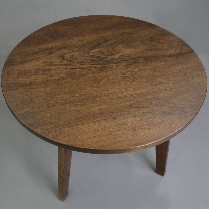 Solid American Cherry Wood Round Coffee Table Antique Cherry - Flora Home
