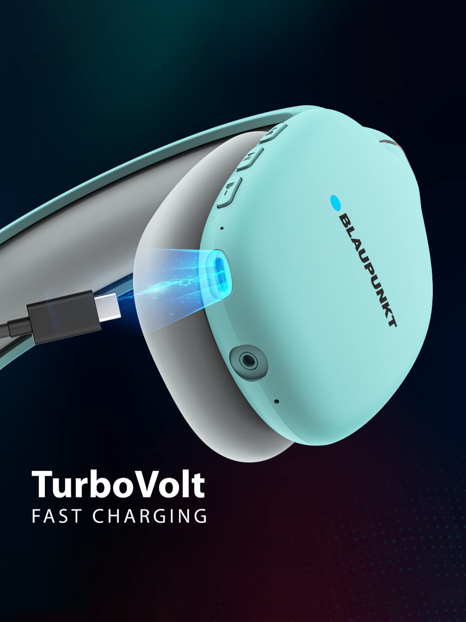 Blaupunkt BH31 Wireless Over Ear Headphones with Built in Mic & TurboVolt Fast Charging (Green)