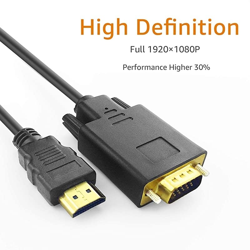 HDMI to VGA Adapter Cable  1080P HDMI Male to VGA Male MM Video Converter Cord VGA Adapter Compatible with HDMI Desktop Laptop DVD to 15 Pin DSUB VGA HDTV Monitor Projector 6Feet
