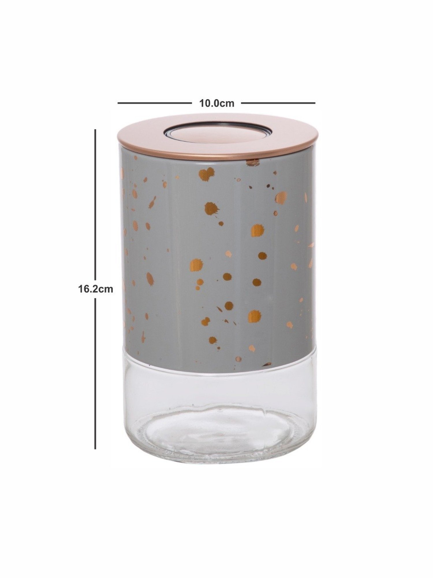 White Gold Silver Glass Storage Jar with Lid (0.65L)