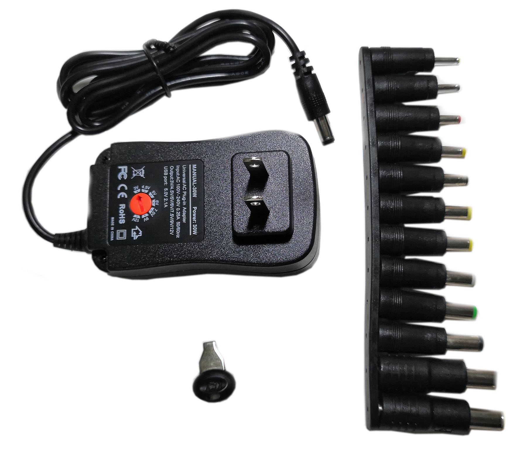 easyday 30W Universal Power Adapter, Multi Voltage AC/DC Adapter Switching Power Supply with 12 Selectable Adapter Plugs Suitable for 3V to 12V Home Electronics