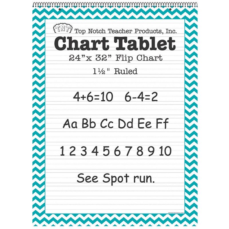 25 Sheets 24" x 32" Ruled Chart Tablet Teal Chevron - Top Notch Teacher Products