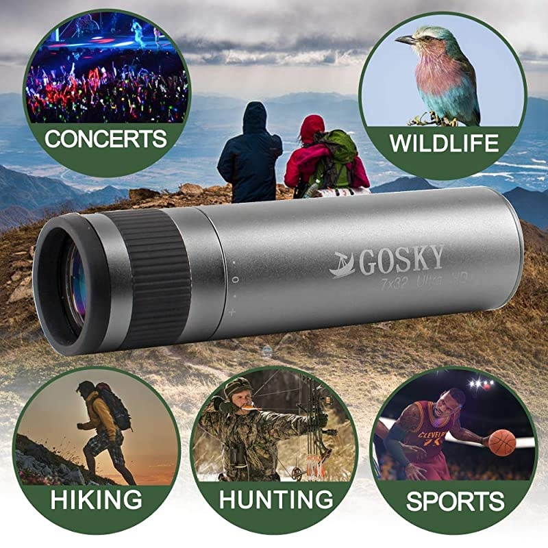 7x32 Metal Monocular Telescope HD Compact Monocular for Bird Watching Sports Travelling Camping Hiking Hunting and Outdoor Activities