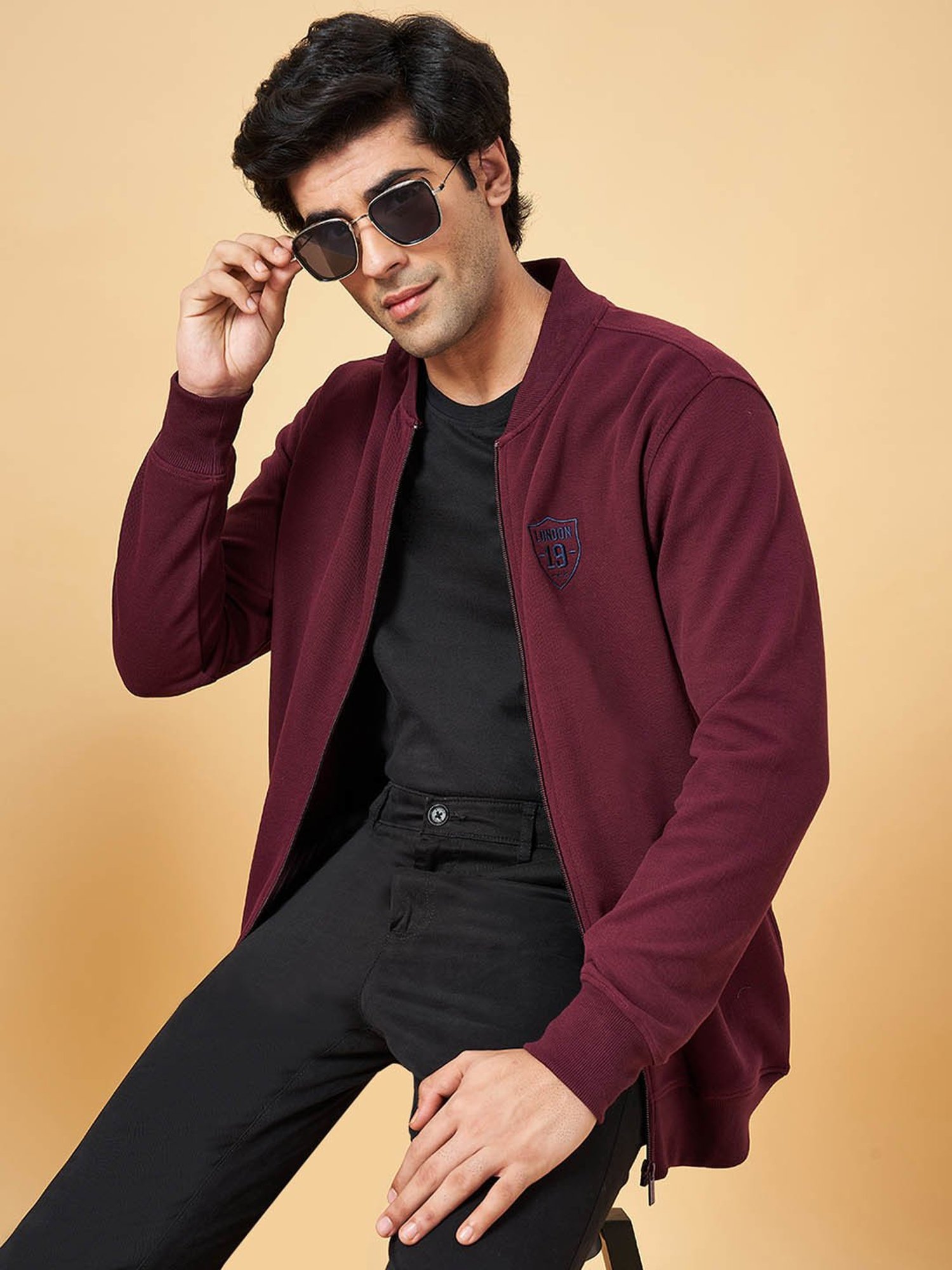 Byford by Pantaloons Wine Slim Fit Sweatshirt