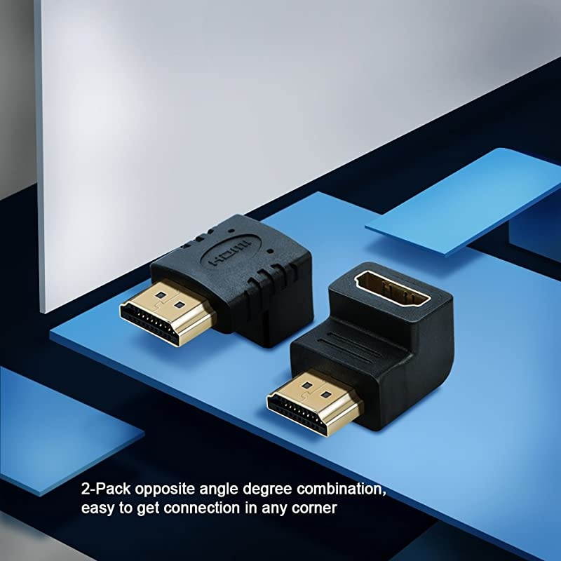 HDMI Male to Female Adapter 2 Pack 90 and 270 Degree Upward Angle HDMI to HDMI Converter 4K 3D HDMI Extender for RokuPS3PS4Fire StickChromecast Nintendo SwitchHDTVLaptopXbox