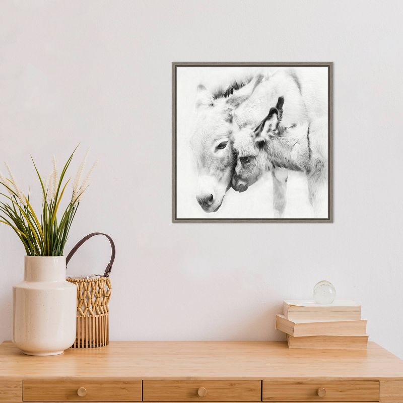 16" x 16" Donkey Portrait III by PH Burchett Framed Canvas Wall Art - Amanti Art