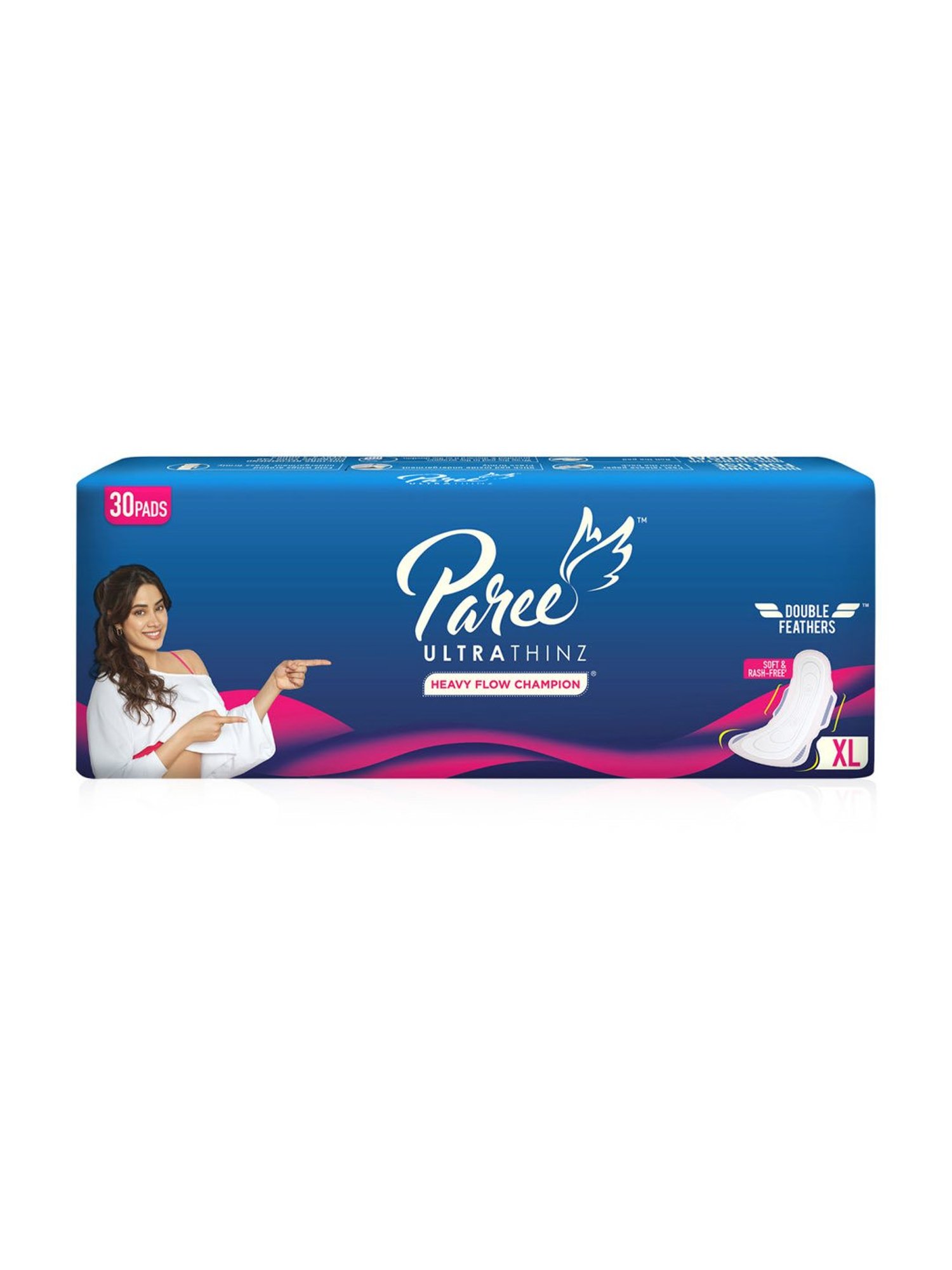 Paree Ultra Thinz Soft & Rash Free Sanitary Trifold XL Pads for Women - 30 Pcs