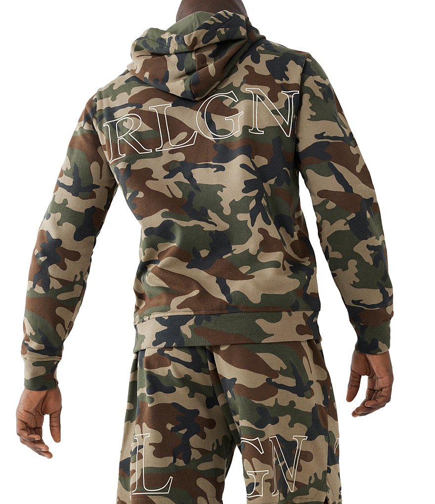 True Religion Long-Sleeve Camo Over-Sized Logo Zip-Front Hoodie