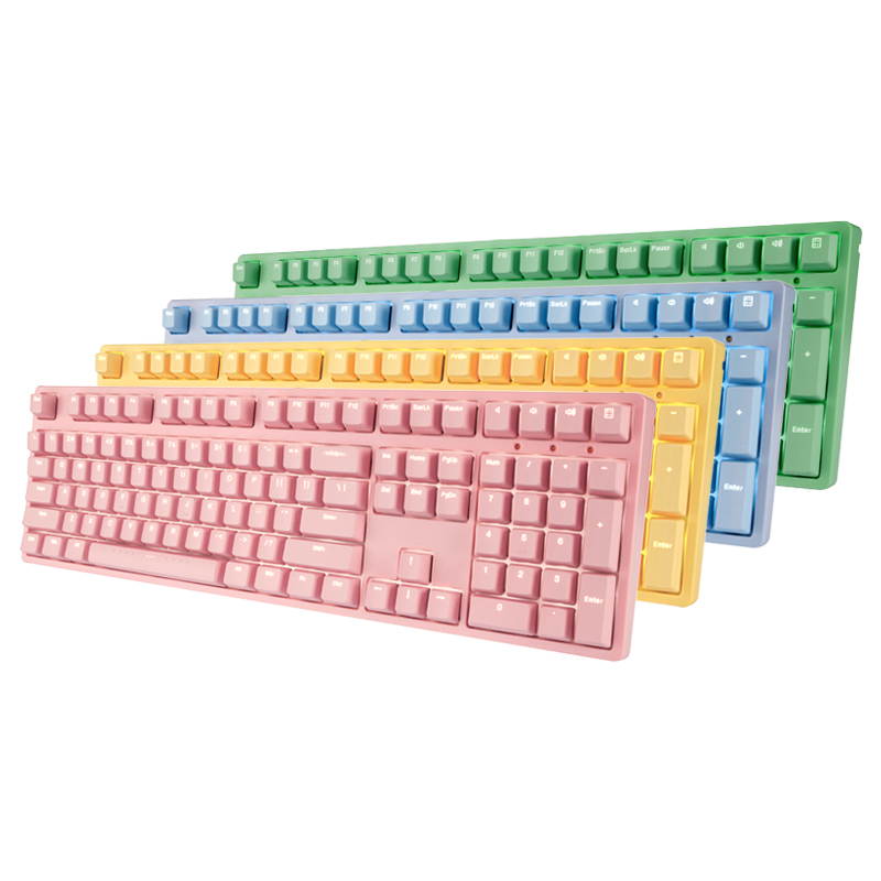 iKBC F200 Mechanical Gaming Keyboard, Cherry MX Red Switch,PBT Keycaps, N-key Rollover, White Backlit-Green