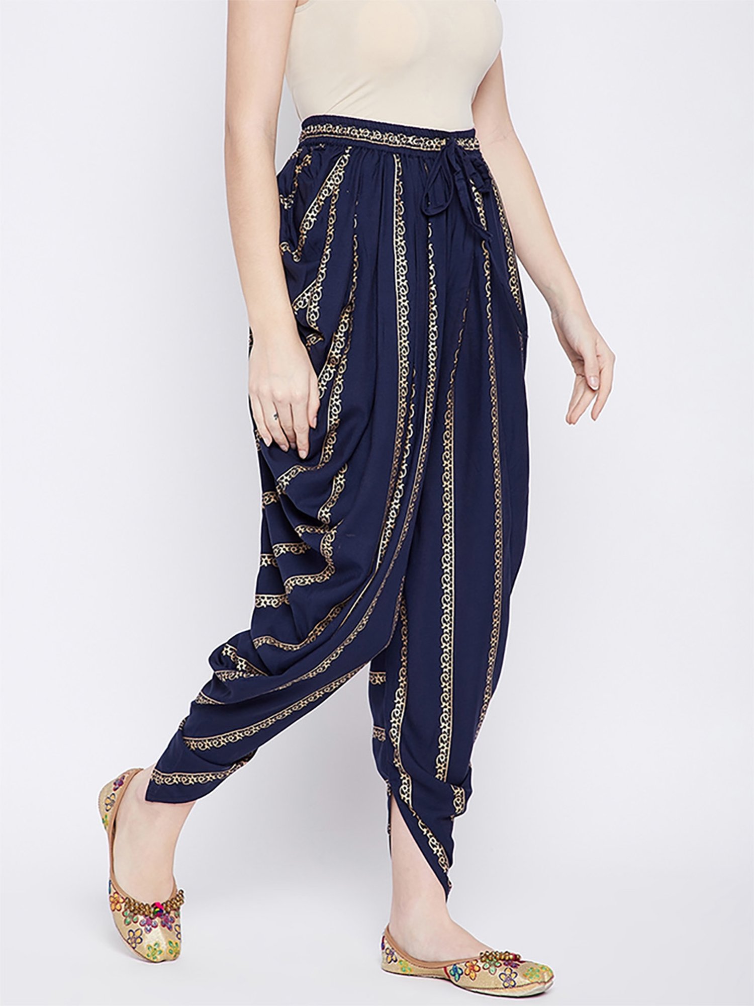 Castle Navy Printed Dhoti Pants