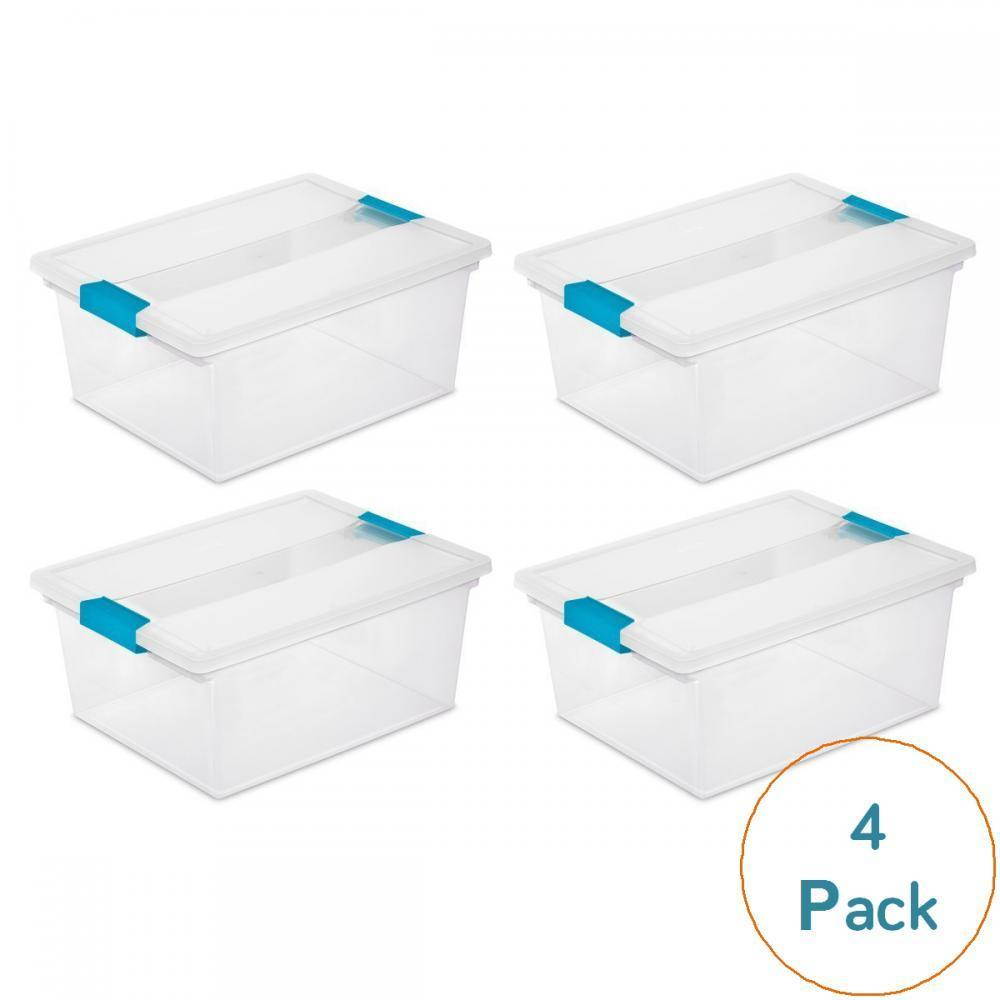 Sterilite 19658604 Deep Clip Box, Fern - 4-pack