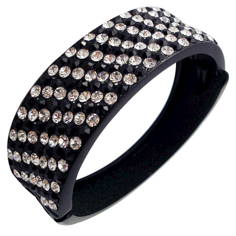 Zirconite Hinged Bangle with Crystals - Black