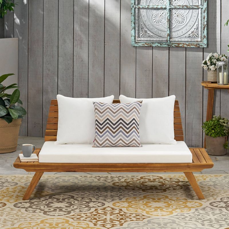 Sedona Wooden Loveseat - Teak/White - Christopher Knight Home
