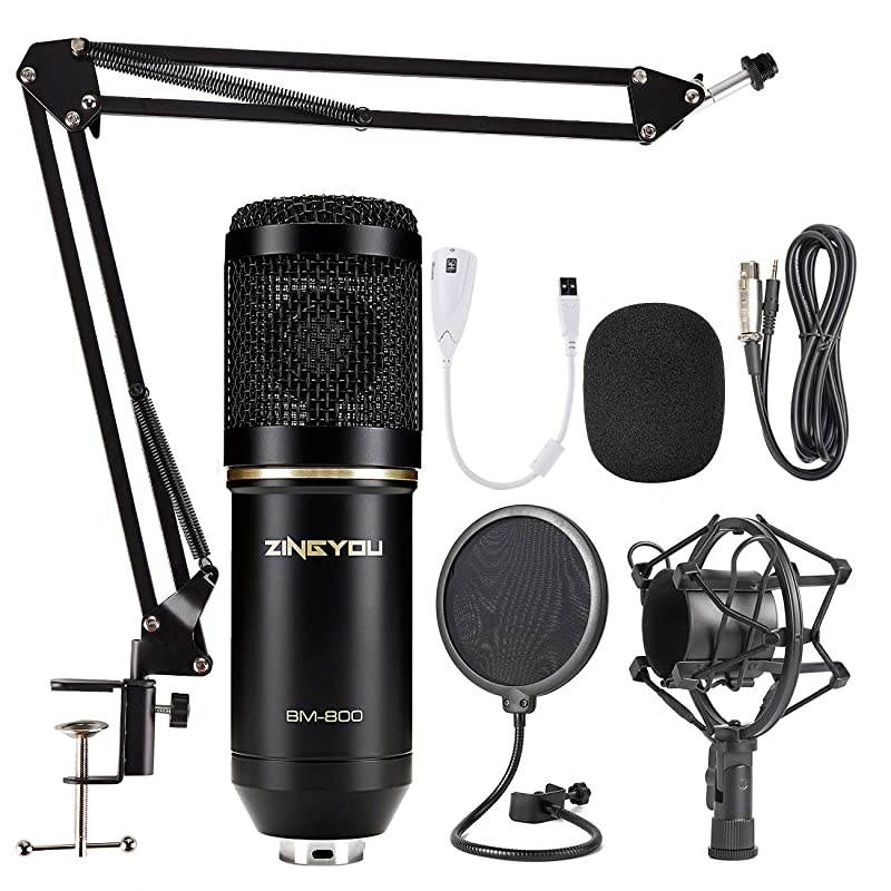 Condenser Microphone Bundle BM800 Mic Set for Studio Recording Brocasting Microphone Kit Black