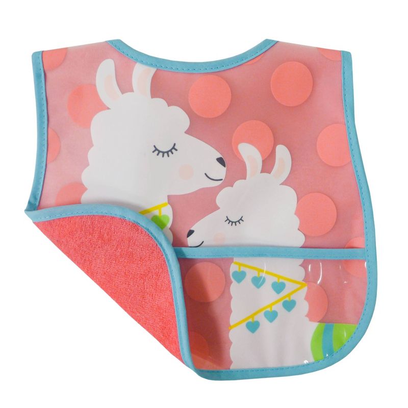 Neat Solutions Girl Printed Translucent Peva/Knit Terry Bib Set - Llama-Cactus-Goat - 3pk
