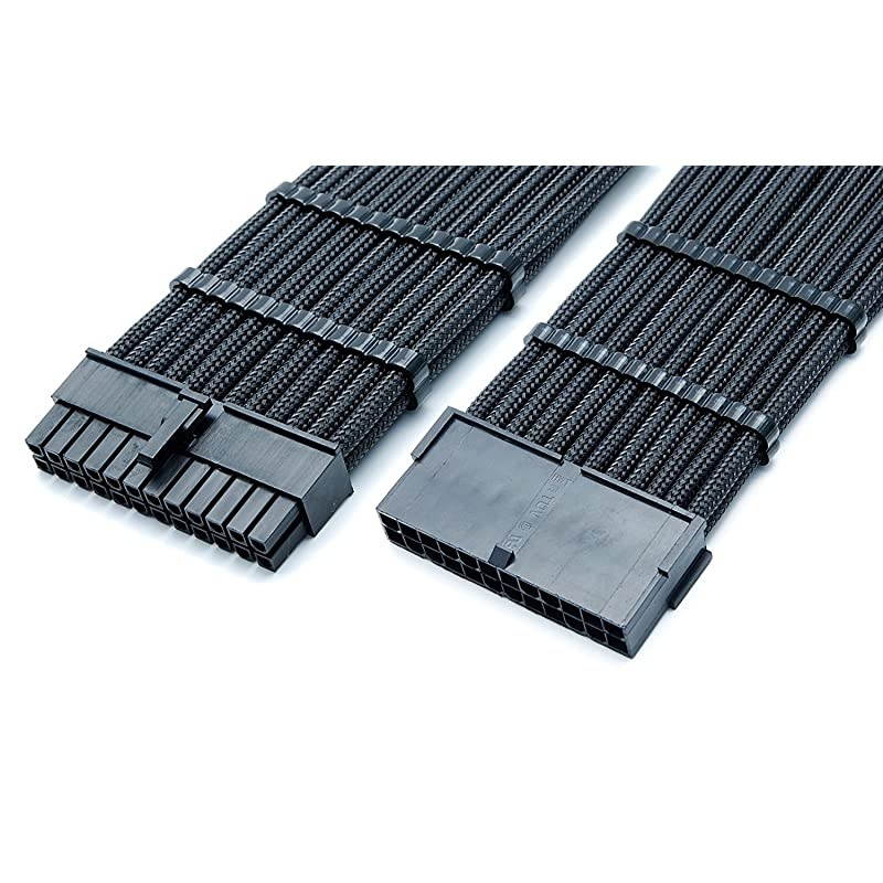 PSU Cable Extension kit Sleeved Cable Custom Power Supply Sleeved Extension 16 AWG 24-PIN 8-PIN 6-PIN 4+4-PIN with Combs- Black/Purple