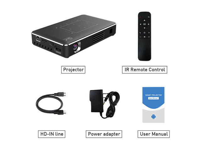 5000 Lumen DLP Android Wifi 4K HD 1080P TOUCH Projector HDMI 2G+16G HDMI USB New