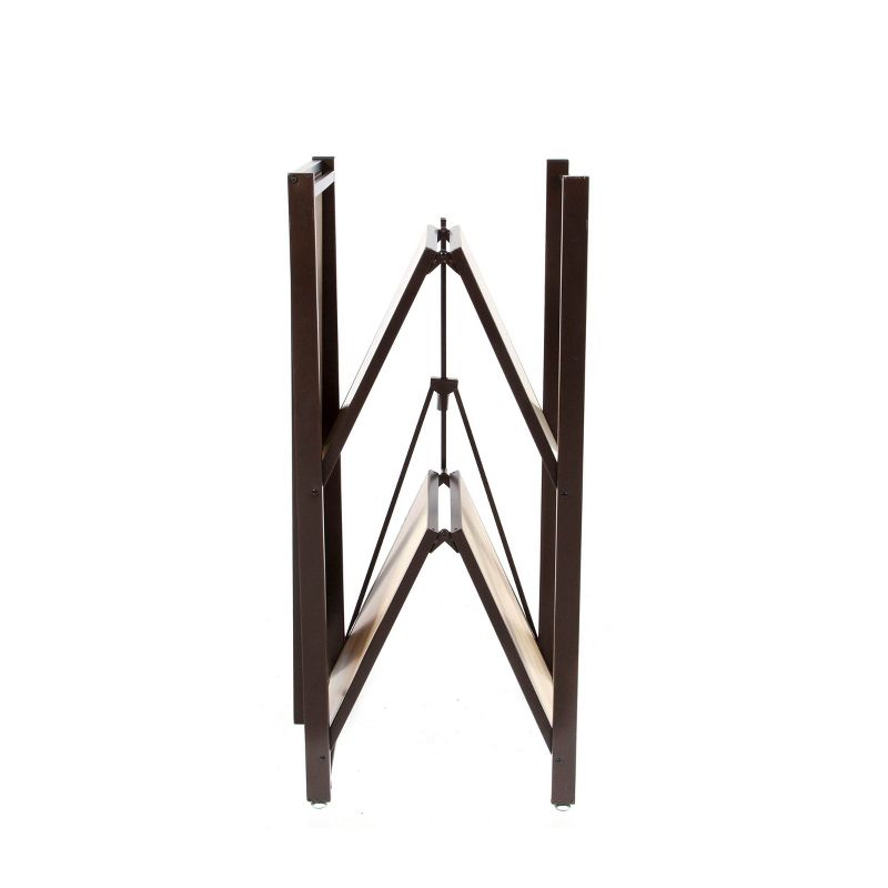 Origami Heavy Duty Durable Organizational Baker's Rack with Wood Shelf, Brown